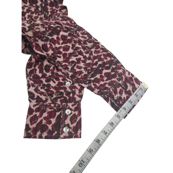 Calvin Klein Jeans Women’s Shirt long Sleeve Button Up Red Animal Print Sz L New - Picture 8 of 13